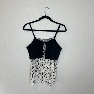 Girls From Savoy Black Cream Fashion Tank Top Women's Small Braided Strap